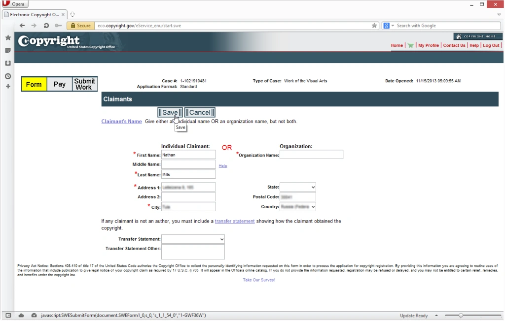 Claimants Form