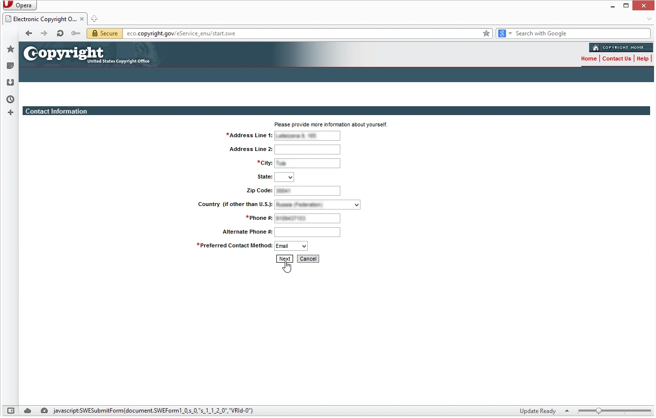 eCO - Account Registration -Address