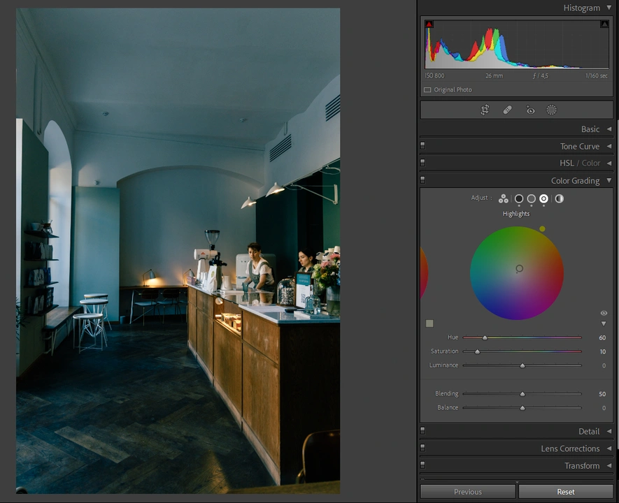 Color Grading in lightroom