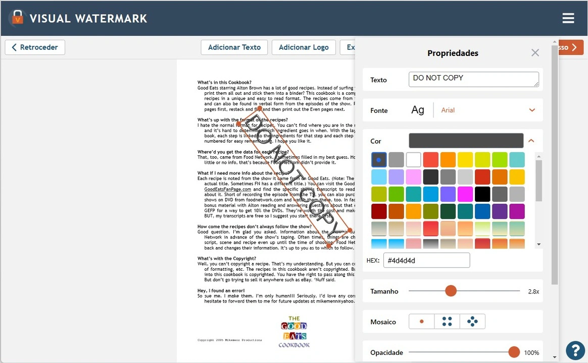 como adicionar marca d'água ao pdf